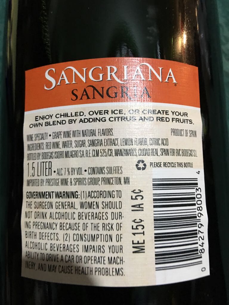 Sangriana - DE ESPANA (1.50L) alcohol collectible [Barcode 084279980034] - Main Image 2