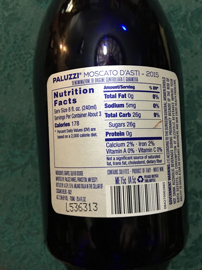 Moscato D’ASTI - Paluzzi (750 mL) alcohol collectible [Barcode 084279982885] - Main Image 2
