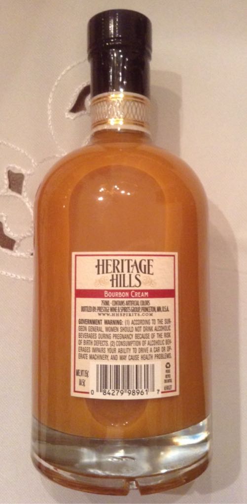 Heritage Hills Bourbon Cream - Heritage Hills (750 mL) alcohol collectible [Barcode 084279989617] - Main Image 2