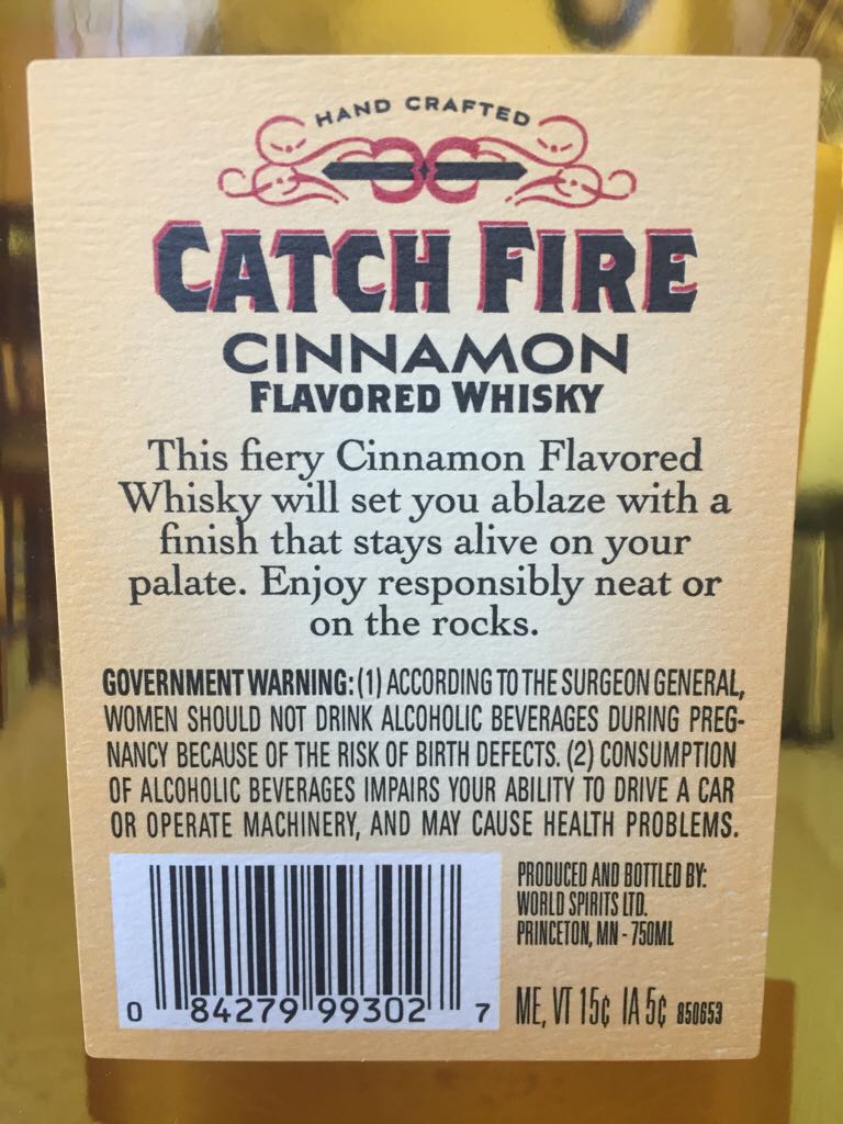 Catch Fire Cinnamon - World Spirits, LTD (750 mL) alcohol collectible [Barcode 084279993027] - Main Image 2