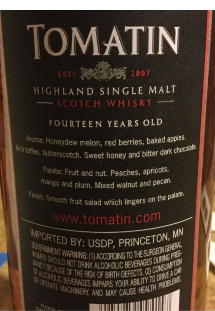 Tomatin 14 Year Old - The Tomatin Distillery Company Ltd (750 mL) alcohol collectible [Barcode 084279994147] - Main Image 2