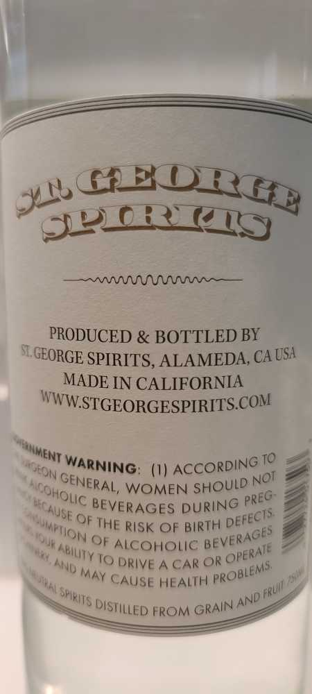 St.. George All Purpose Vodka - St. George Spirits (750mL) alcohol collectible [Barcode 027724017503] - Main Image 2