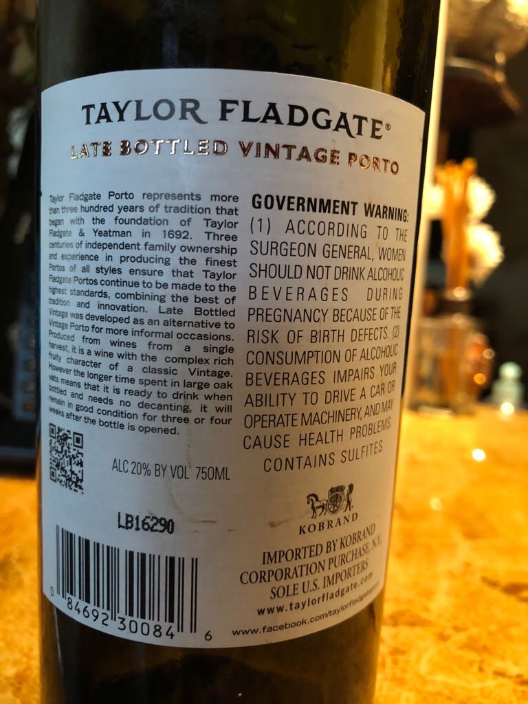 Taylor Fladgate Late Bottled Vintage Porto - Kobrand (750 mL) alcohol collectible [Barcode 084692300846] - Main Image 2