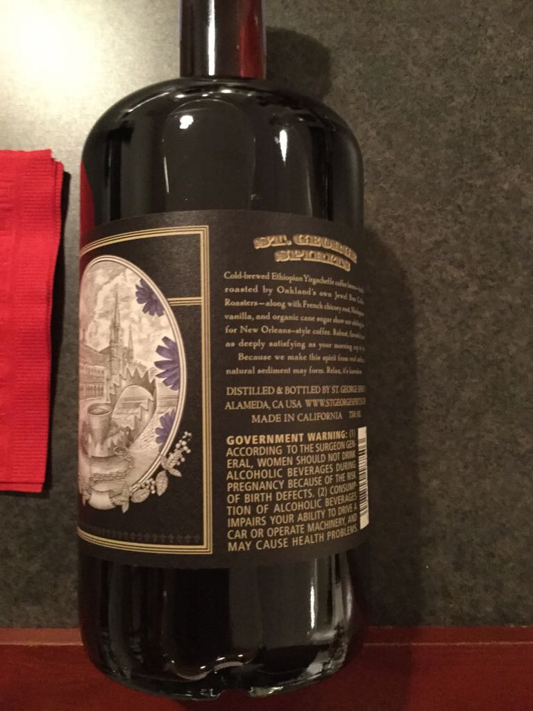 St. George Coffee Liquor - St. George (750 mL) alcohol collectible [Barcode 027724187503] - Main Image 2