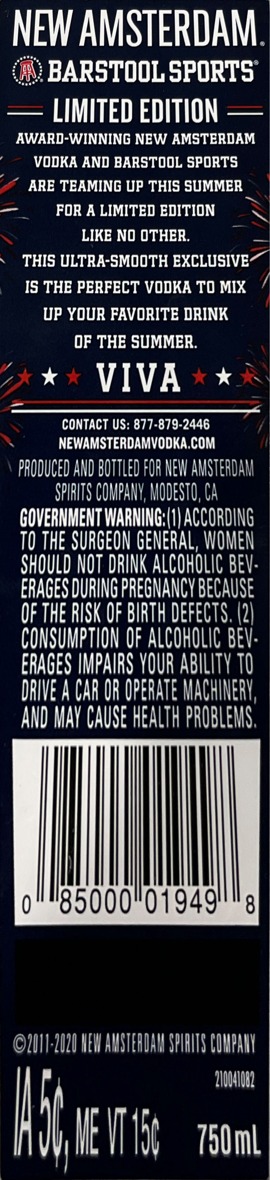 New Amsterdam Vodka - New Amsterdam Spirits (750mL) alcohol collectible [Barcode 085000019498] - Main Image 2