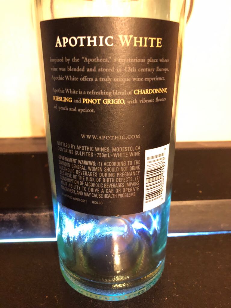 Apothic White - Apothic Wines, Modesto, CA (750 mL) alcohol collectible [Barcode 085000019733] - Main Image 2