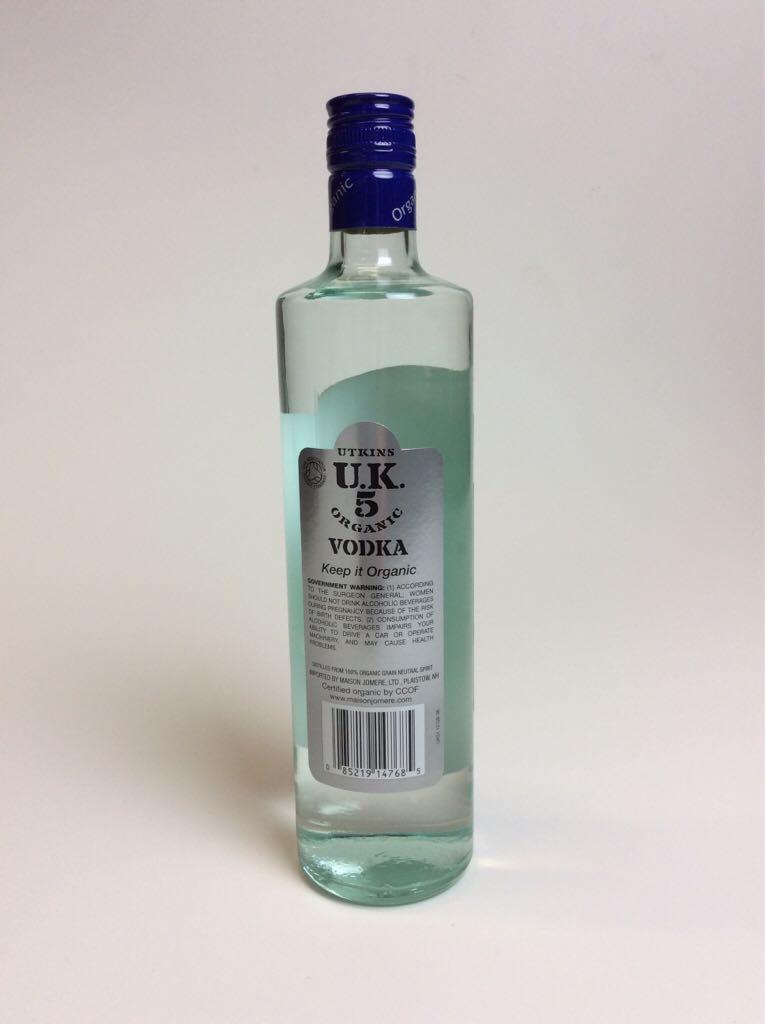 Utkins UK 5 Organic Vodka - n/a alcohol collectible [Barcode 085219147685] - Main Image 2