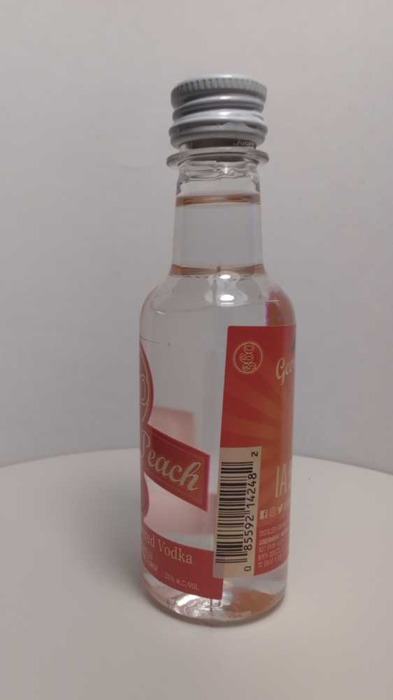 360 Georgia Peach Flavored Vodka - Earth Friendly Distilling Co (50 mL) alcohol collectible [Barcode 085592142451] - Main Image 4