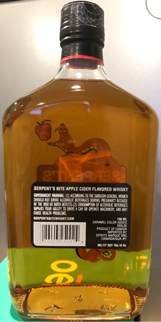 Serpents Bite Apple Cider Flavored Whiskey - Spirits Marque One LLC NYC (50mL) alcohol collectible [Barcode 086003250000] - Main Image 2