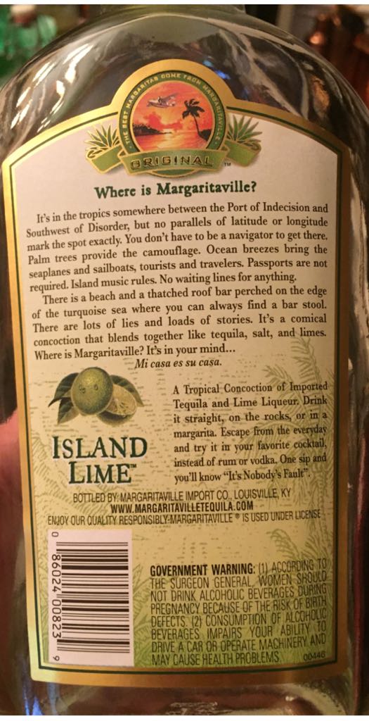 Margaritaville Island Lime  - Margaritaville (750 mL) alcohol collectible [Barcode 086024008239] - Main Image 2