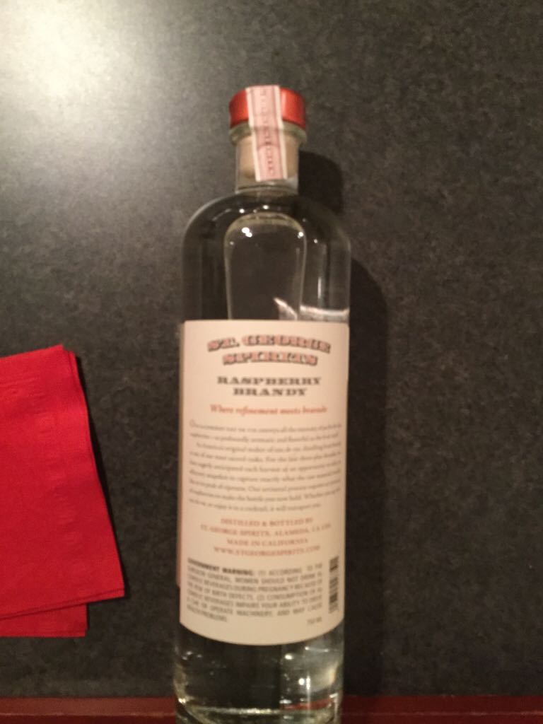 St. George Raspberry Brandy  - St. George Spirits (750 mL) alcohol collectible [Barcode 027724587501] - Main Image 2