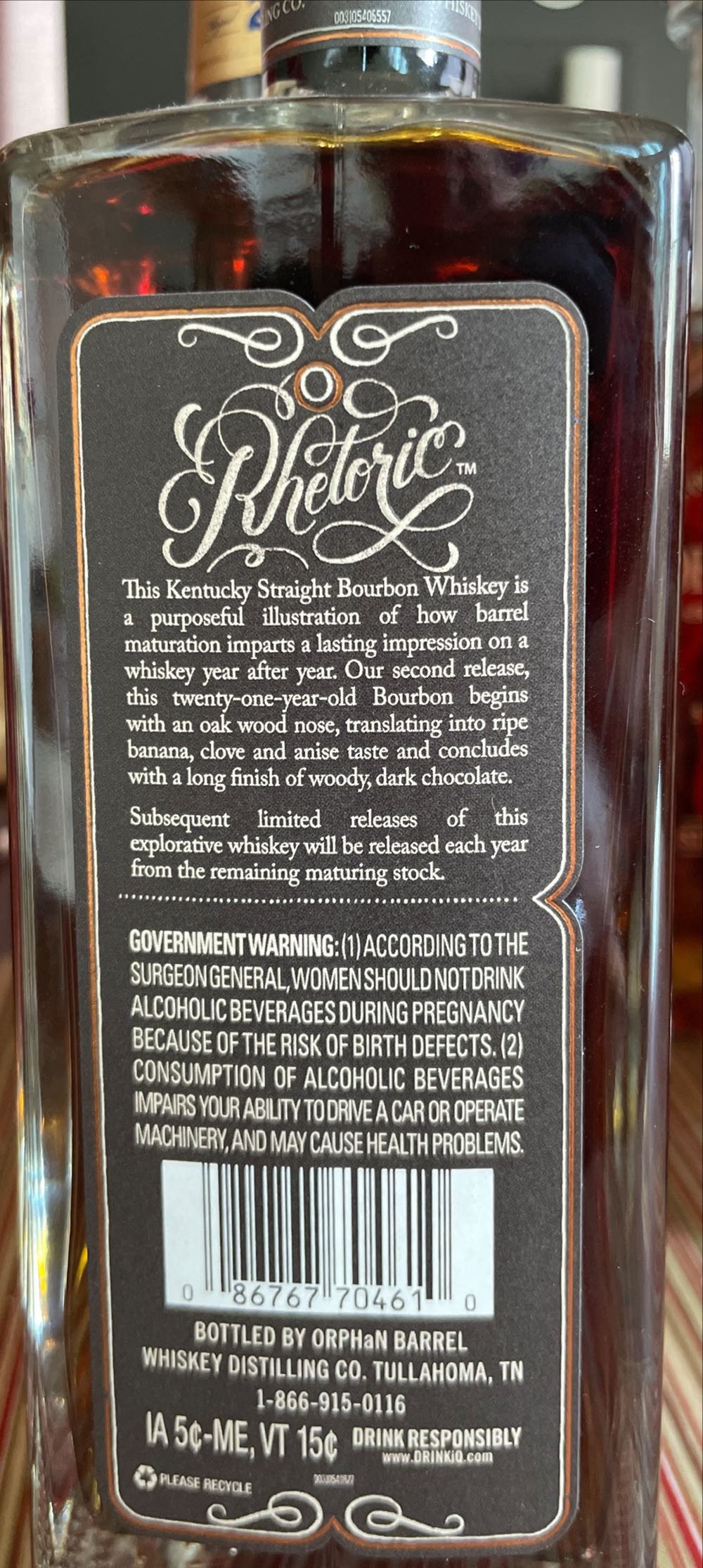 Orphan Barrel Rhetoric  21 Yr - Orphan Barrel Distillery (750 mL) alcohol collectible [Barcode 086767704610] - Main Image 3