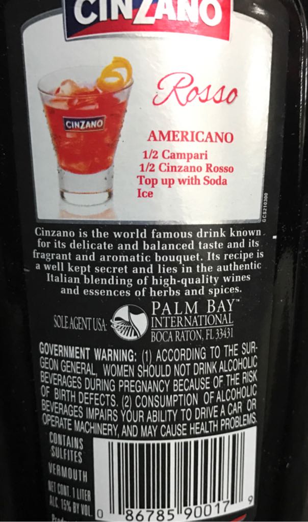 Vermouth  - Palm Bay International (1L) alcohol collectible [Barcode 086785900179] - Main Image 2