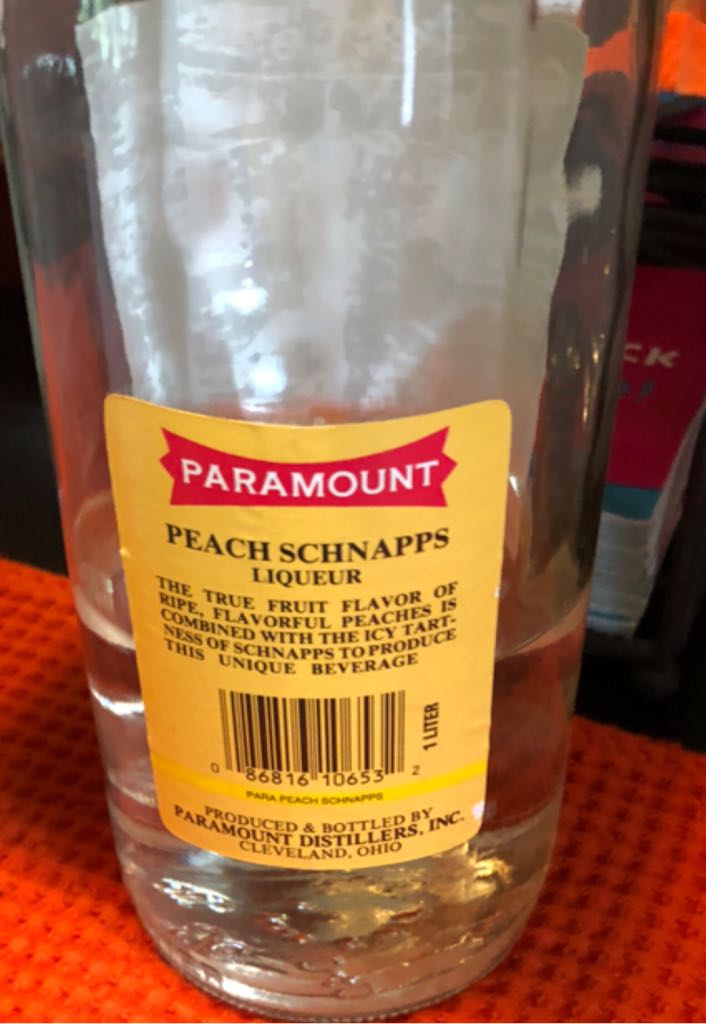Peach Schnapps - Paramount alcohol collectible [Barcode 086816106532] - Main Image 2