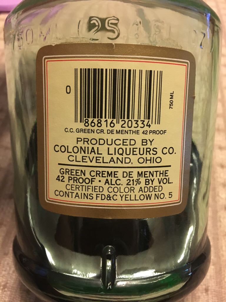 Crime de Menthe - Colonial Club (750 mL) alcohol collectible [Barcode 086816203347] - Main Image 2