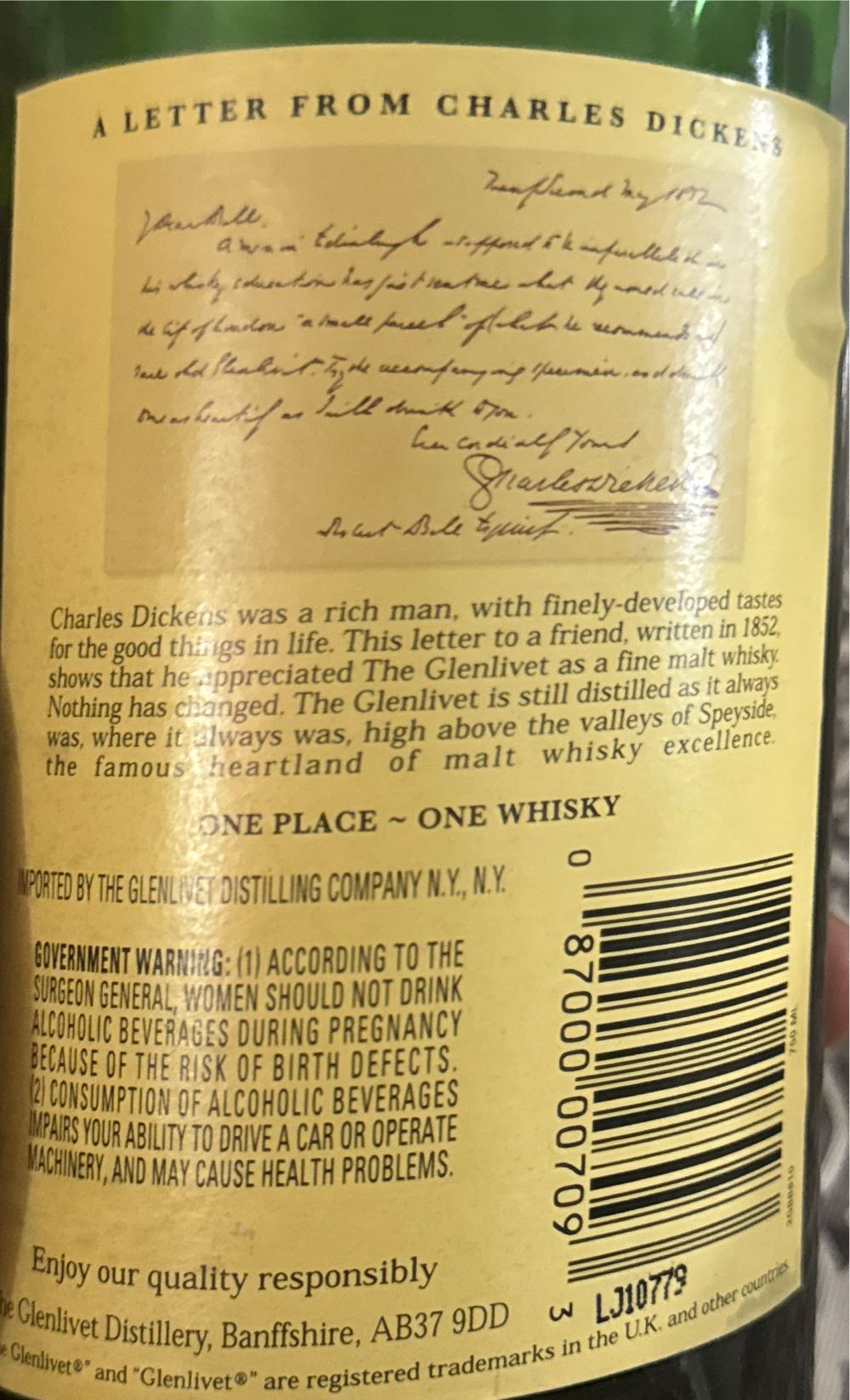 The Glenlivet 12 Year - The Glenlivet Distillery (750 mL) alcohol collectible [Barcode 087000007093] - Main Image 3