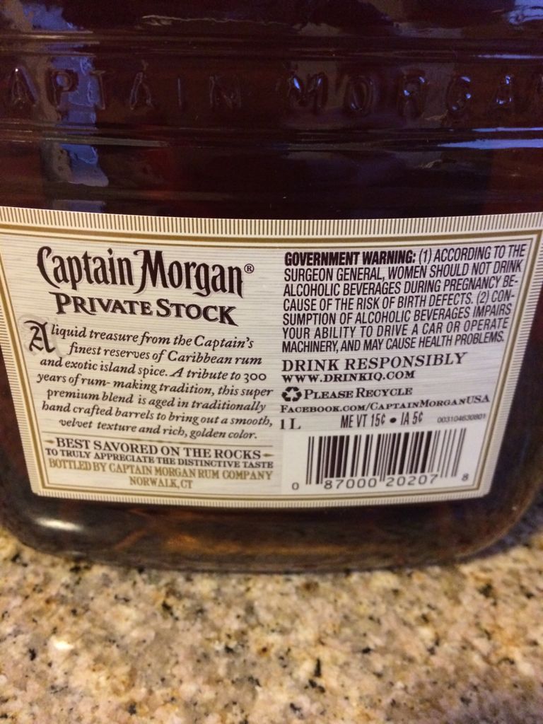 Captain Morgan Private Stock Premium Barrel - USA (1 L) alcohol collectible [Barcode 087000202078] - Main Image 2