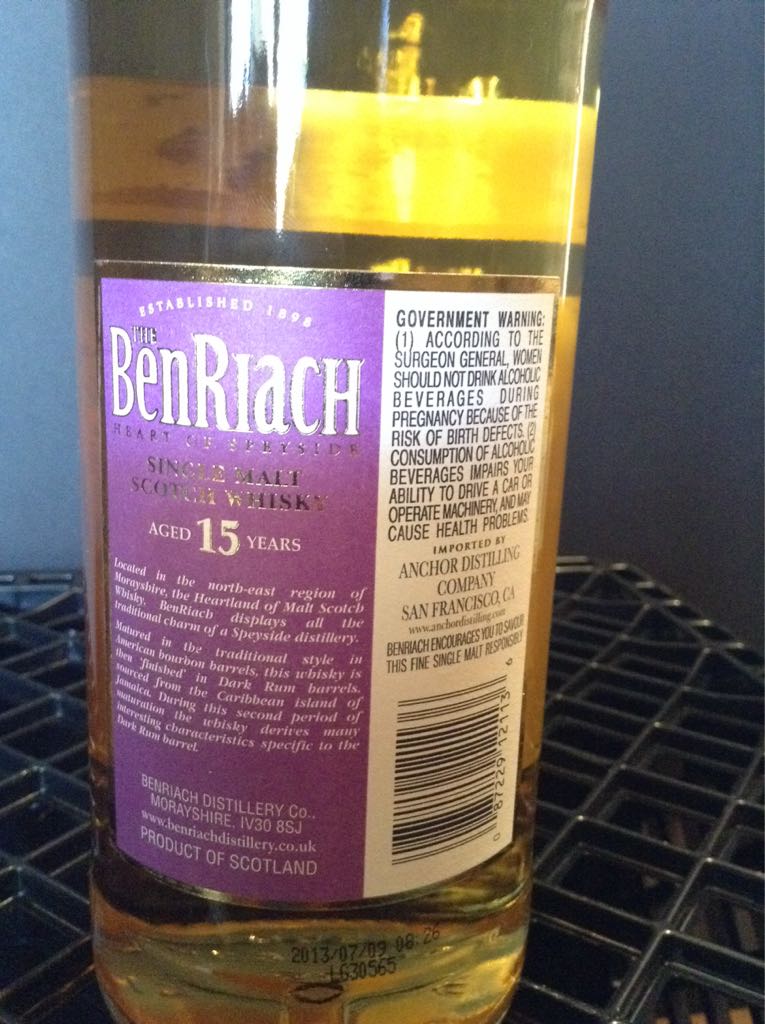 Benriach 15 Dark Rum Wood Finish - Benriach Distillery (750mL) alcohol collectible [Barcode 087229121136] - Main Image 2