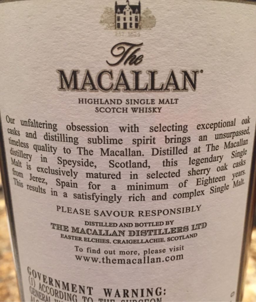 The Macallan: 18-Year - Macallan Distillery (750 mL) alcohol collectible [Barcode 087236107000] - Main Image 2