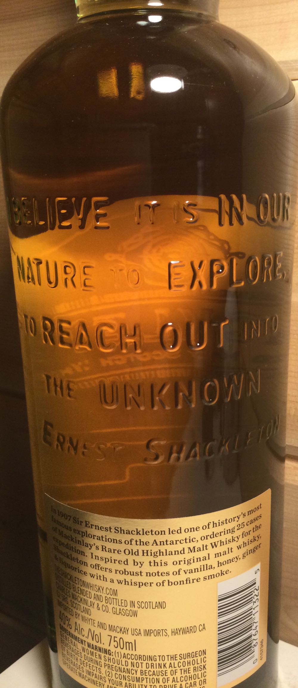 Shackleton Blended Malt - Charles Mackinlay & Co (750 mL) alcohol collectible [Barcode 087647113225] - Main Image 3