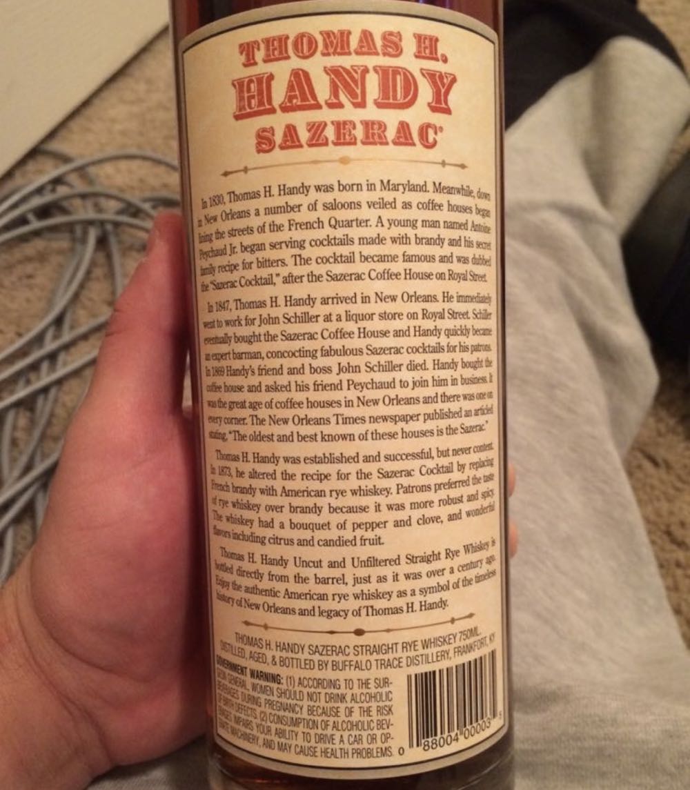 Thomas H. Handy Duplicates - Buffalo Trace (750 mL) alcohol collectible [Barcode 088004000035] - Main Image 3