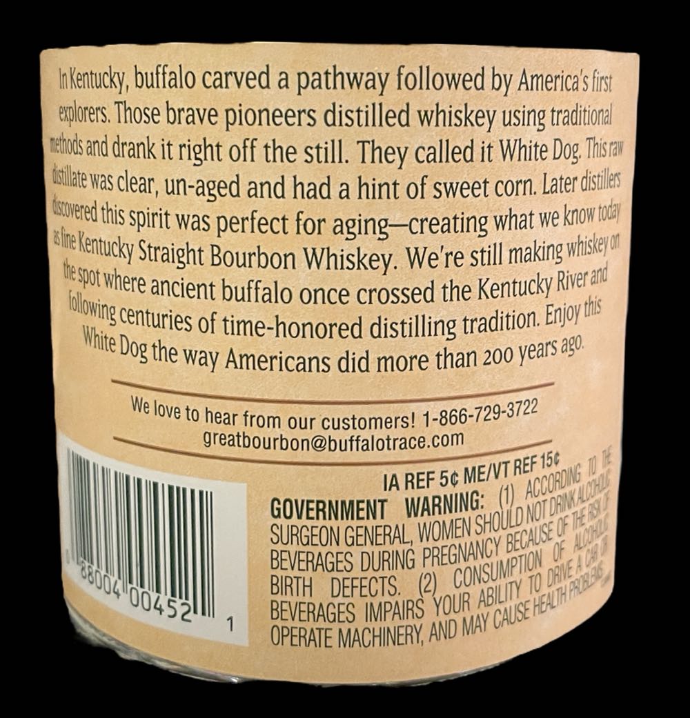 Buffalo Trace White Dog Mash #1 - Buffalo Trace (375mL) alcohol collectible [Barcode 088004004521] - Main Image 4