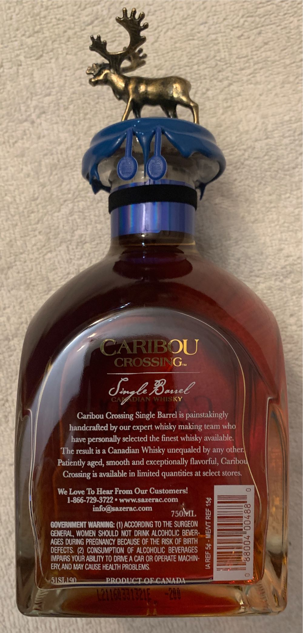 Caribou Crossing Single Barrel - Sazerac Company (750 mL) alcohol collectible [Barcode 088004004880] - Main Image 3