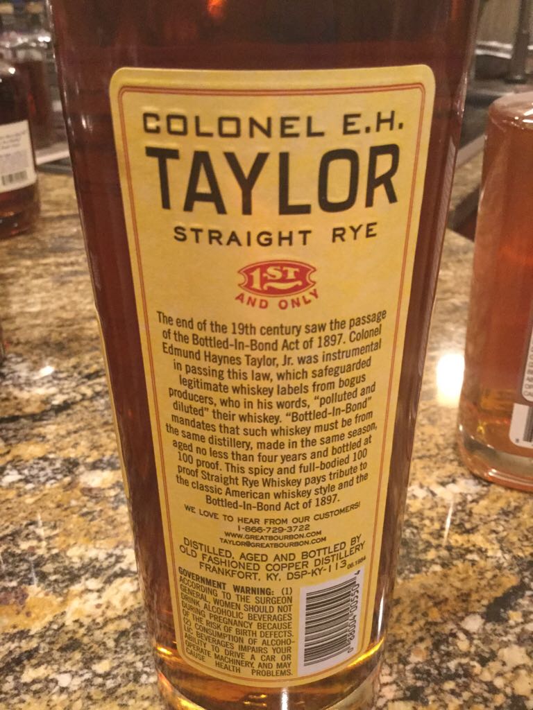 Colonel E.H. Taylor Straight Rye Whiskey - Buffalo Trace Distillery (750mL) alcohol collectible [Barcode 088004005504] - Main Image 2