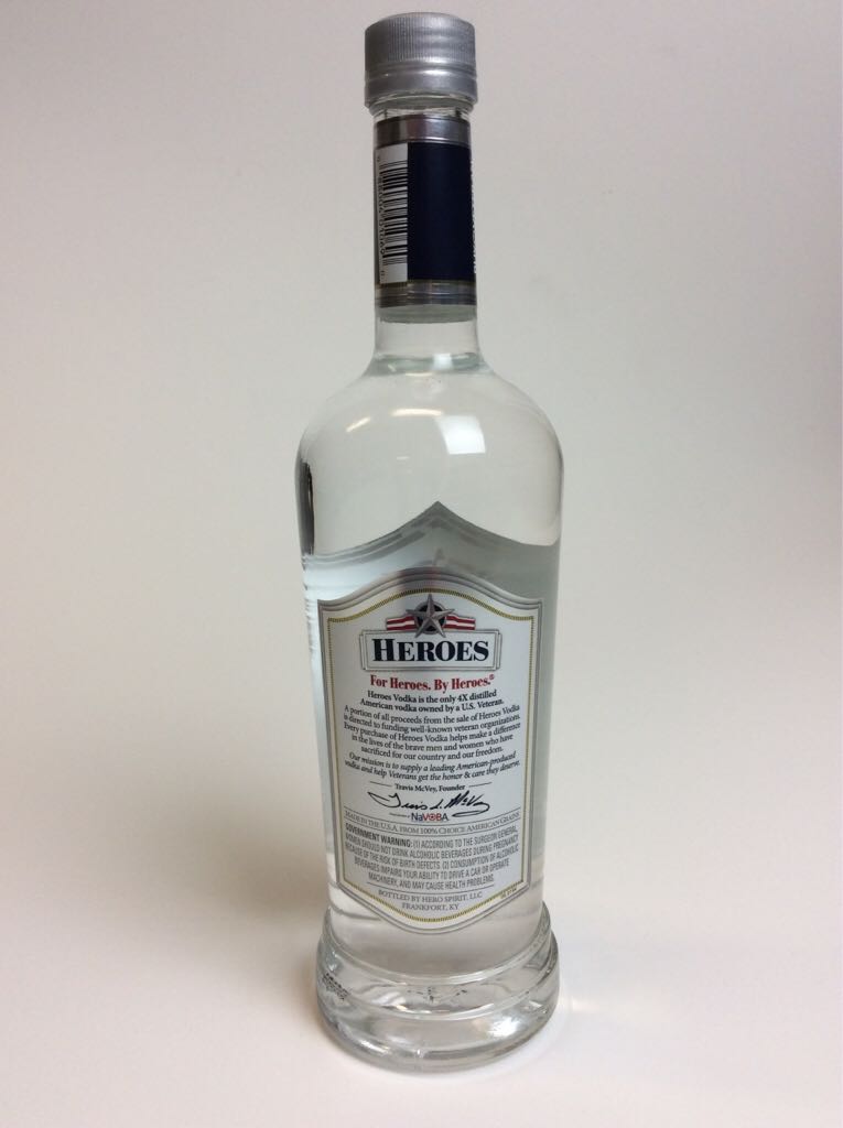 Heroes American Vodka - Hero Spirit L.L.C. (750mL) alcohol collectible [Barcode 088004010690] - Main Image 2