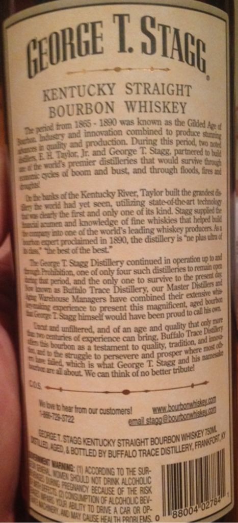 BTAC Buffalo Trace George T. Stagg - Buffalo Trace Distillery (750mL) alcohol collectible [Barcode 088004027841] - Main Image 2