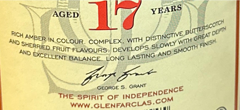 Glenfarclas 17 - J&G Grant Glenfarclas (750 mL) alcohol collectible [Barcode 088004033545] - Main Image 3
