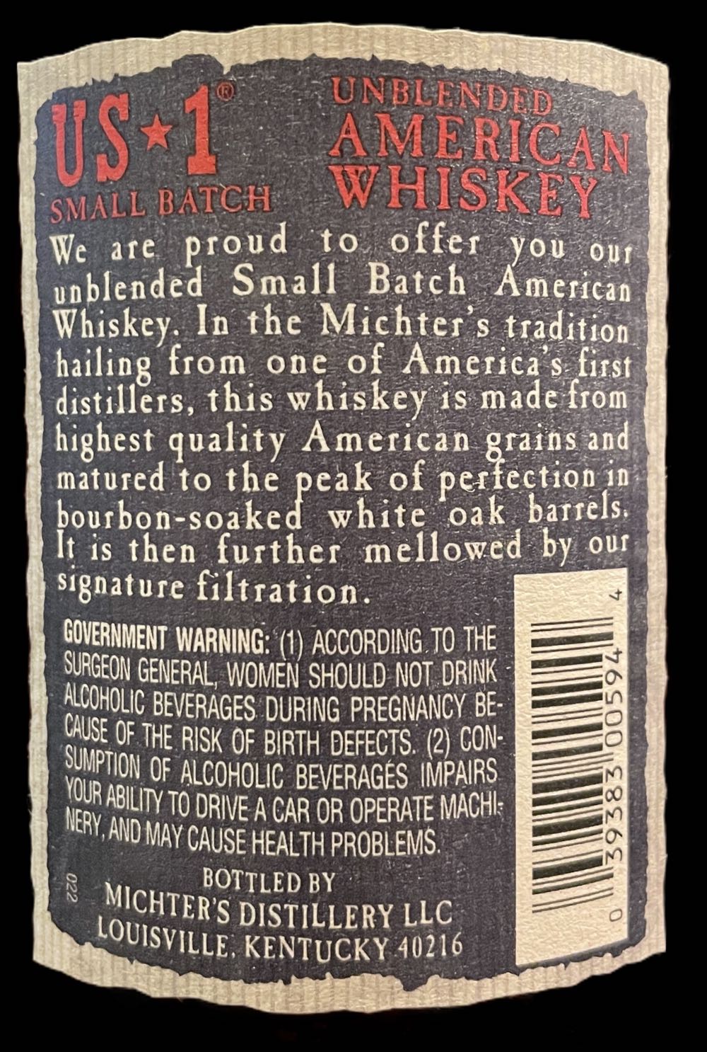 Michter’s American Whiskey - Michter’s Distillery (750mL) alcohol collectible [Barcode 039383005944] - Main Image 3