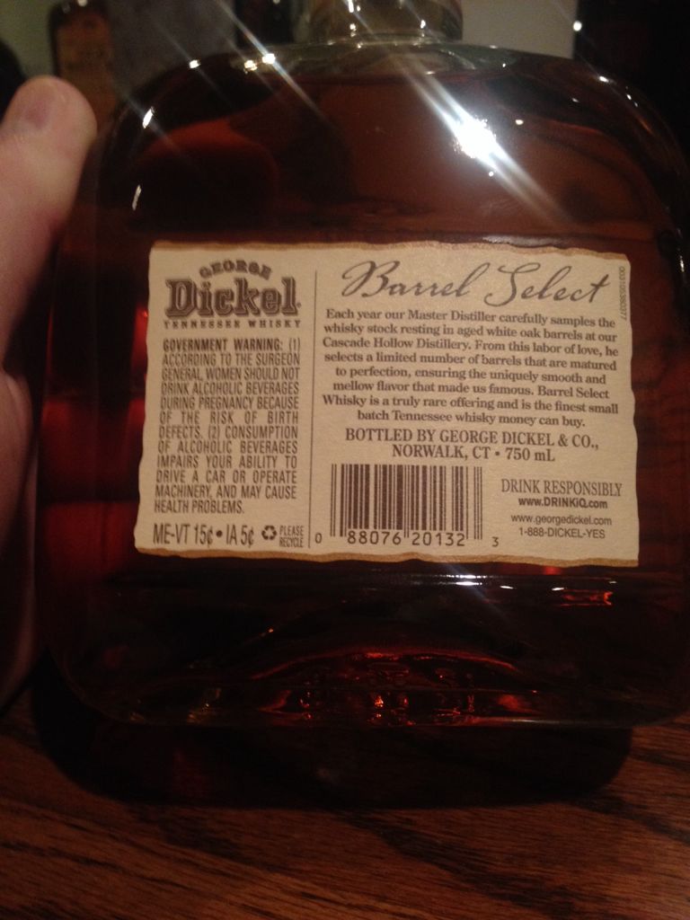 George Dickle Barrel Select - George Dickel & Co. (750mL) alcohol collectible [Barcode 088076201323] - Main Image 2