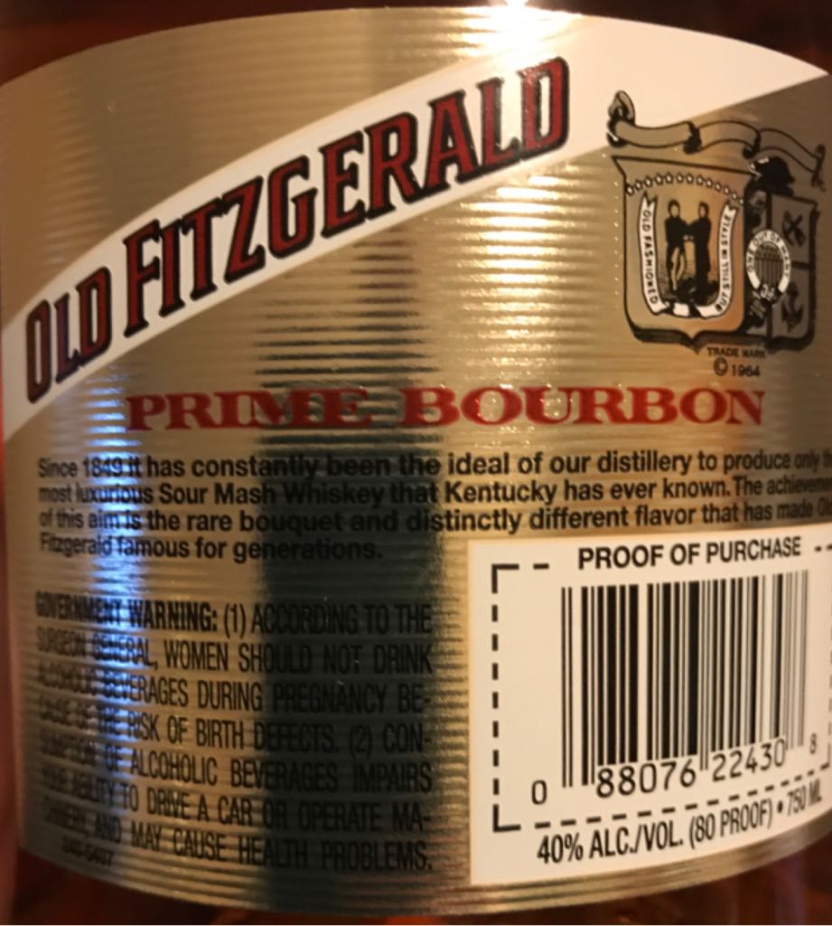 Old Fitzgerald Venetian Decanter 1966 - Stitzel-Weller Distillery (750 mL) alcohol collectible [Barcode 088076224308] - Main Image 2