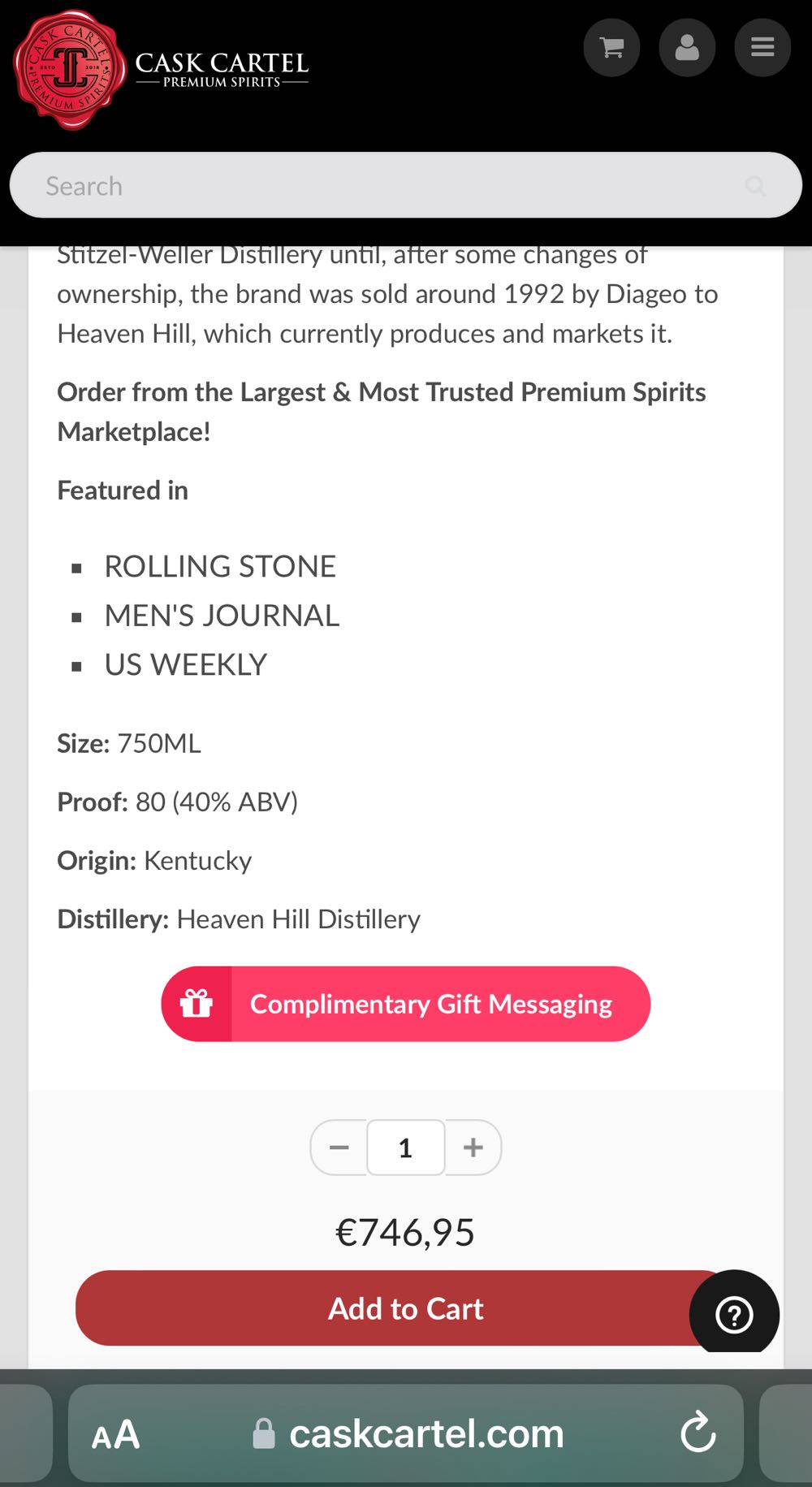 Old Fitzgerald - Old Fitzgerald Distillery (750 mL) alcohol collectible [Barcode 088076225305] - Main Image 3