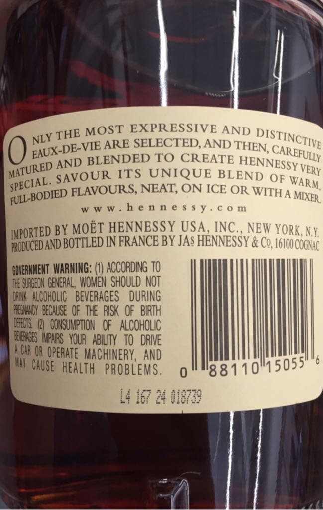 Hennessy 750ML - James Hennessy & Co. (750 ml) alcohol collectible [Barcode 088110150556] - Main Image 2