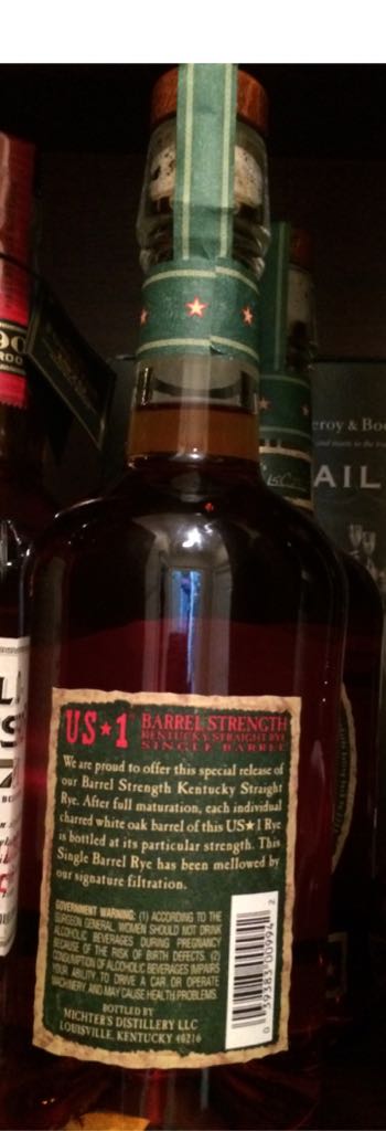 Michters Limited Release Barrel Strength Rye - Michter’s Distillery, Louisville, KY (750 mL) alcohol collectible [Barcode 039383009942] - Main Image 2