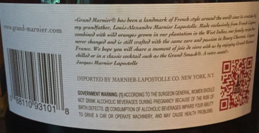 Vintage - Grand Marnier Triple Orange Liqueur (Barcode) - Grand Marnier (1.75L) alcohol collectible [Barcode 088110931018] - Main Image 2