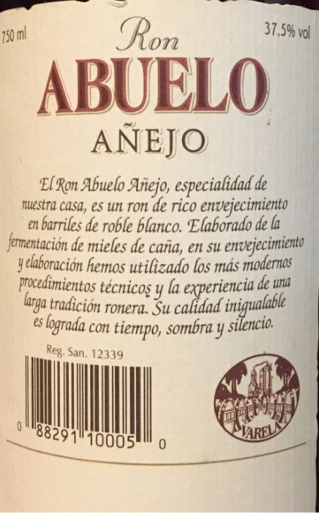 Ron Abuelo - Varela Hnos (50 mL) alcohol collectible [Barcode 088291100050] - Main Image 2