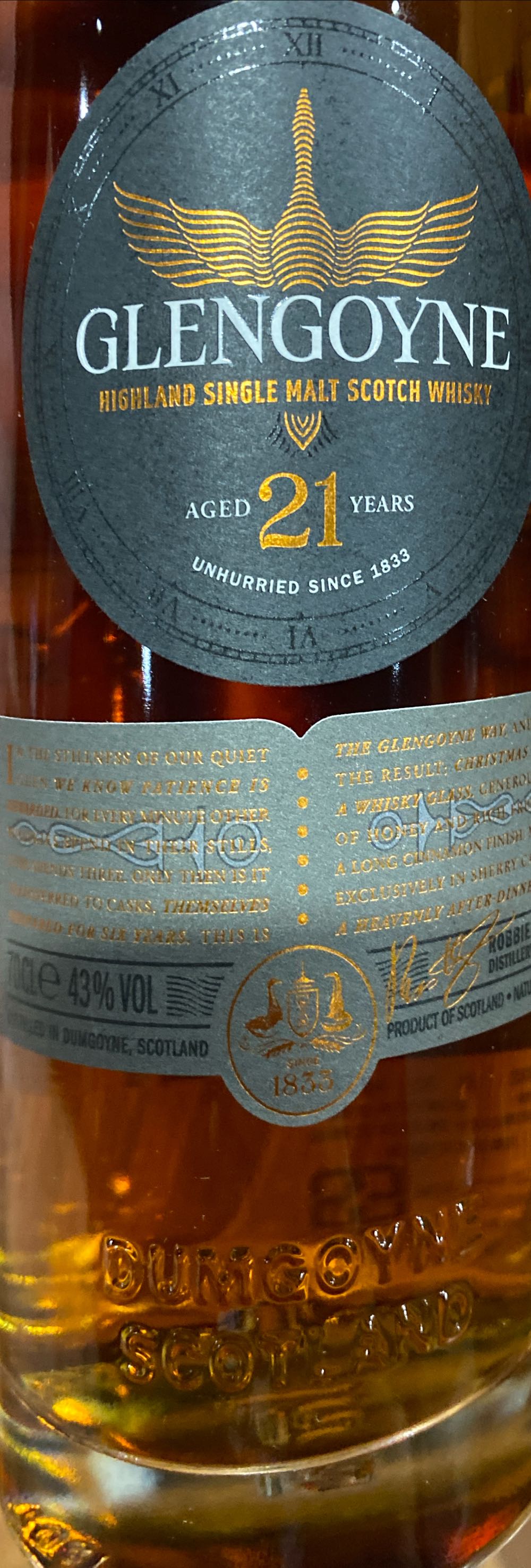 Glengoyne 21 - Lang Brothers Ltd (1L) alcohol collectible [Barcode 088320004373] - Main Image 3