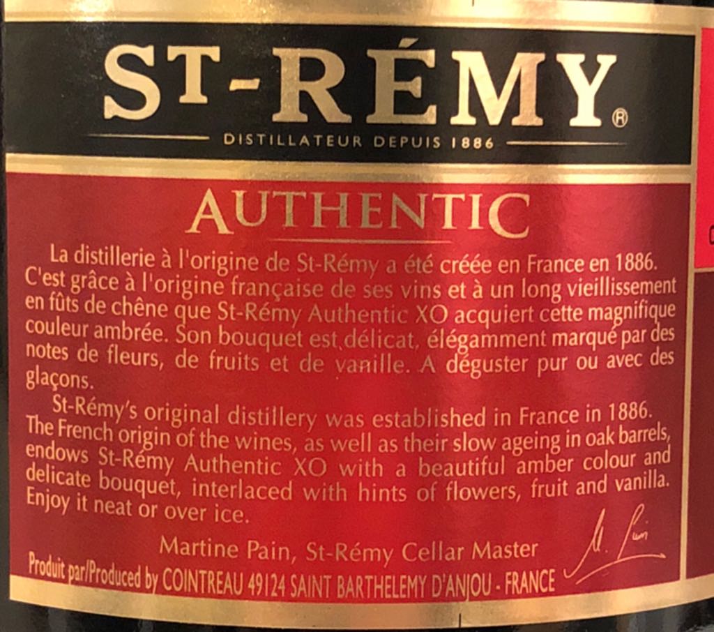 St-Remy Authentic French Brandy - Distillery St-Remy (1 L) alcohol collectible [Barcode 088352103273] - Main Image 2