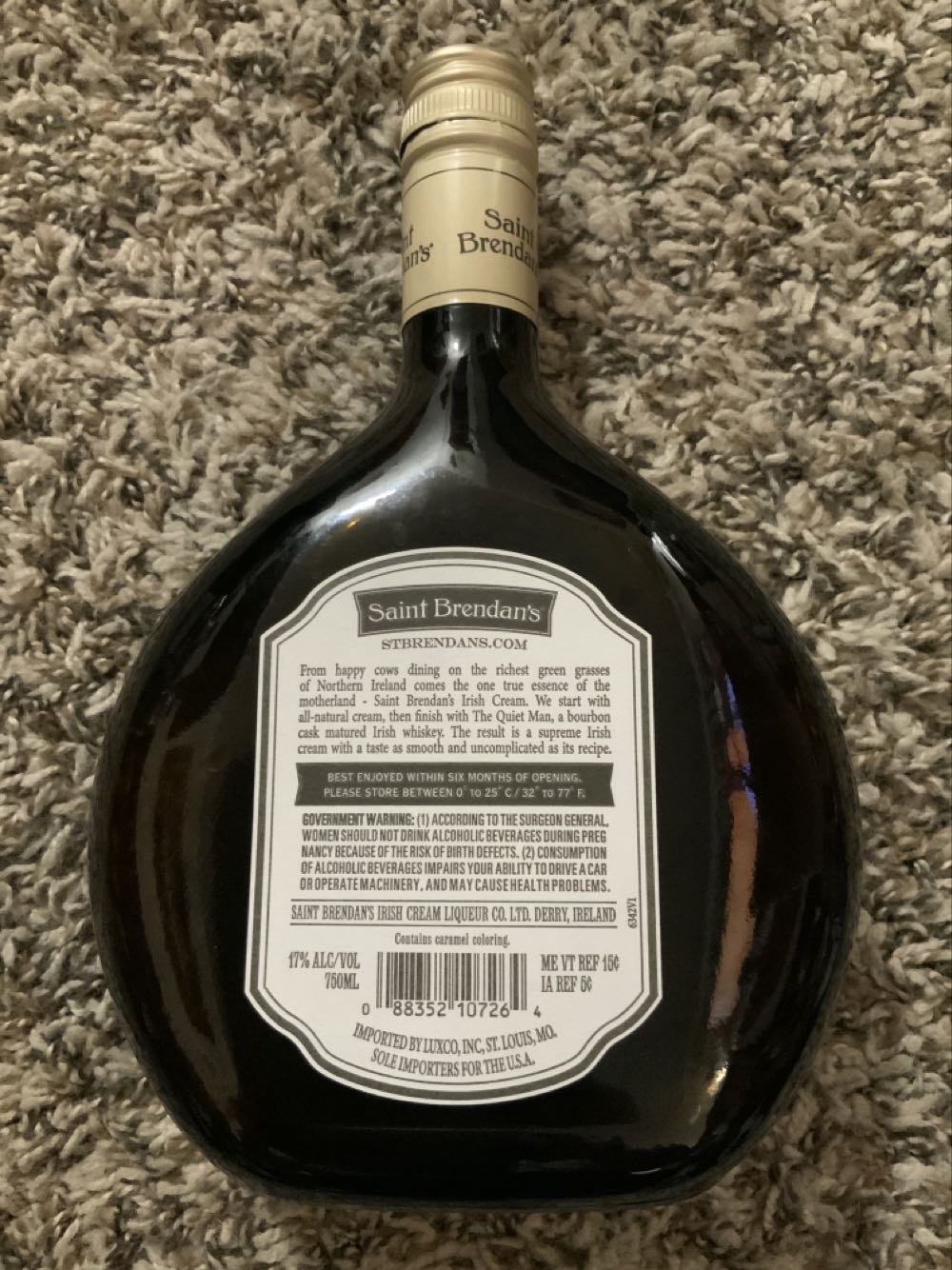 Saint Brendan’s Irish Cream Liqueur - Luxco, Inc. (750 mL) alcohol collectible [Barcode 088352107264] - Main Image 2