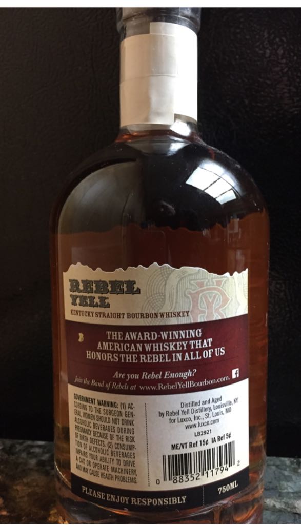Rebel Yell Bourbon Whiskey - Rebel Yell Distillery (750 mL) alcohol collectible [Barcode 088352117942] - Main Image 2
