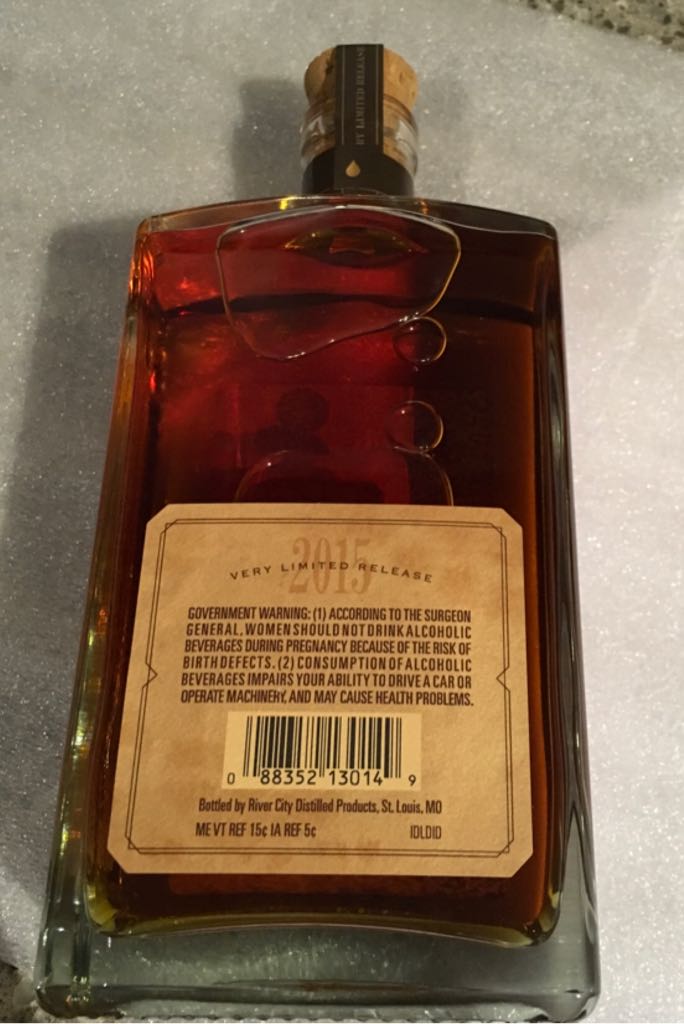 Blood Oath “Pact 1” 2015 - River City Distillery St. Louis (750 mL) alcohol collectible [Barcode 088352130149] - Main Image 2