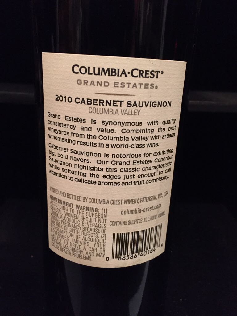 Grand Estates - Columbia Valley (750 mL) alcohol collectible [Barcode 088586401848] - Main Image 2