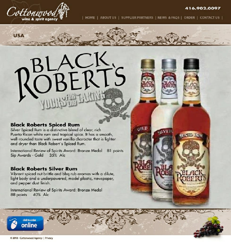 Black Roberts Silver Rum - Caribbean Distillers (750 mL) alcohol collectible [Barcode 089016013976] - Main Image 2