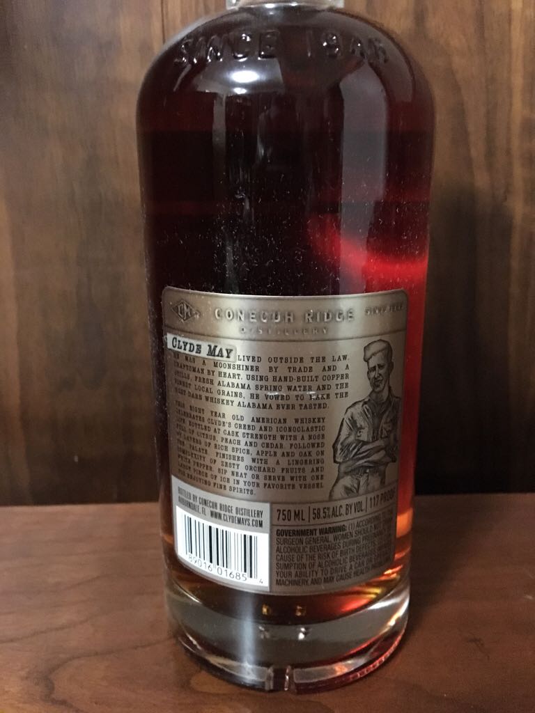 Clyde May’s Cask Strength 8 Years Old - Conecuh Ridge Distillery (750 mL) alcohol collectible [Barcode 089016016854] - Main Image 2