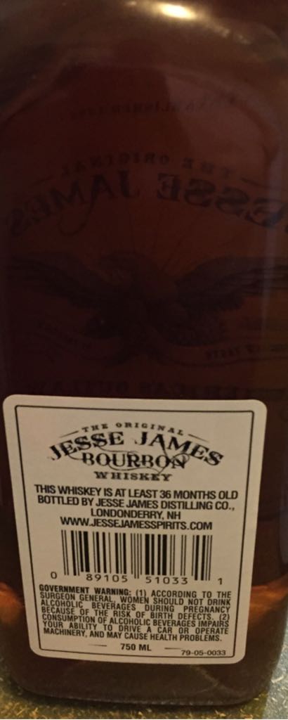 Jesse James Bourbon - Jesse James (750mL) alcohol collectible [Barcode 089105510331] - Main Image 2
