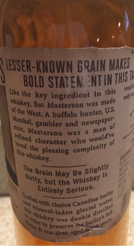 Masterson’s 10 Year Straight Barley Whiskey - 35 Maple Street (750 mL) alcohol collectible [Barcode 089105810073] - Main Image 2