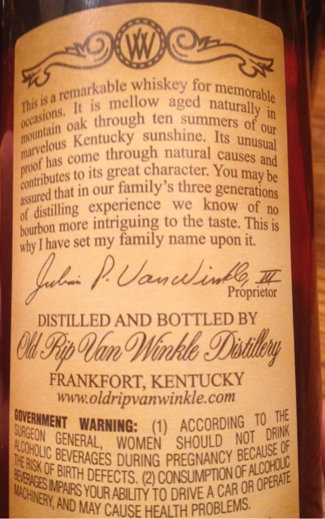 Pappy Old Rip Van Winkle 10 Year - Old Rip Van Winkle Distillery (750mL) alcohol collectible [Barcode 089319123679] - Main Image 2